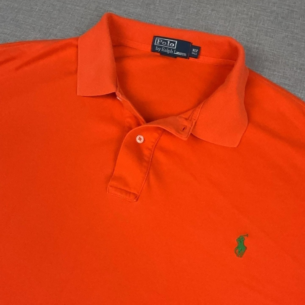 Polo By Ralph Lauren Polo Shirt Mens XLT Orange Knit Short Sleeve Logo Big Tall